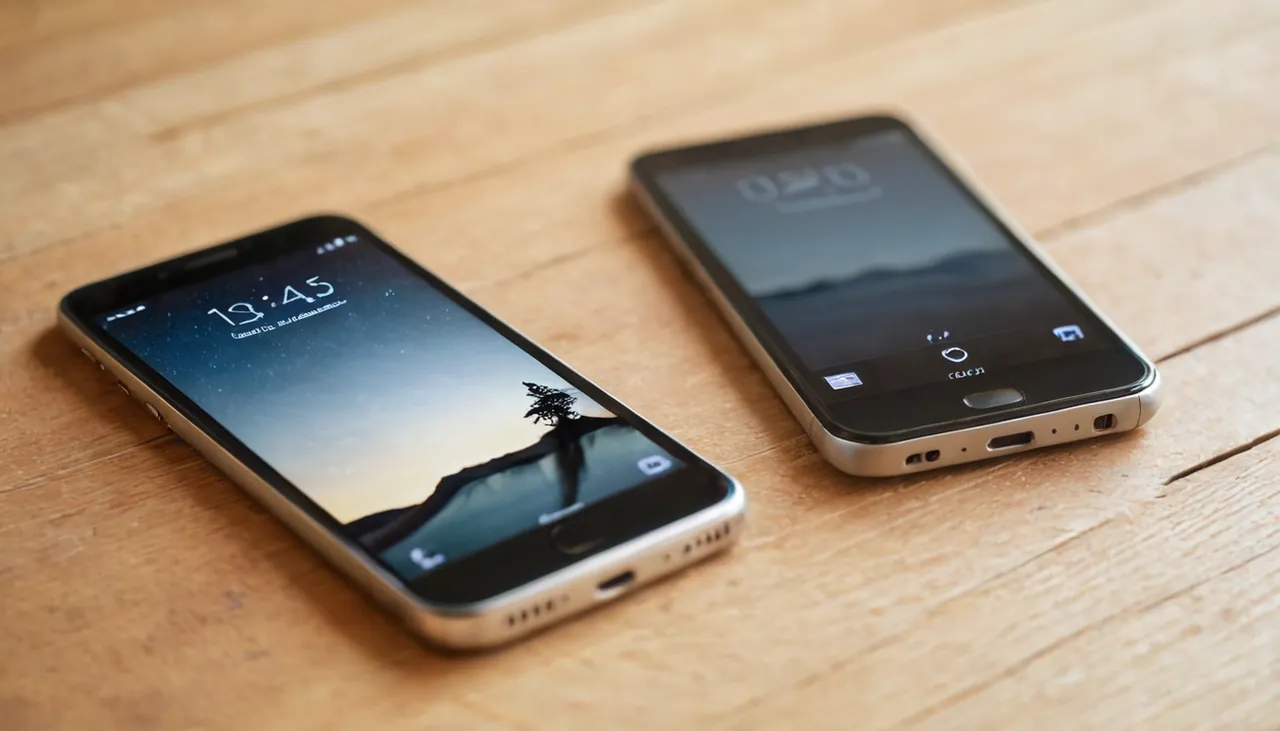 Masada yan yana duran eski ve yeni akıllı telefon