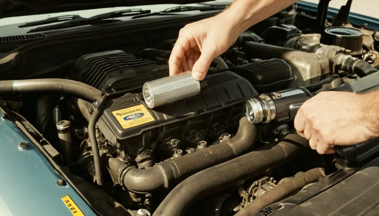 İkinci el bir aracın motorunu fenerle inceleyen kişi