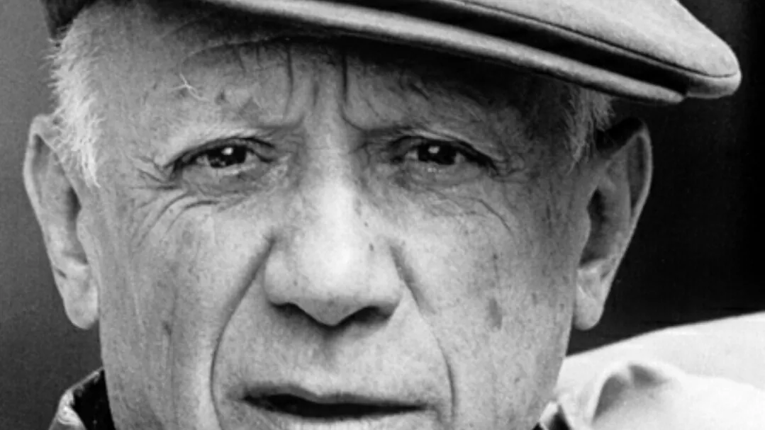 Pablo Picasso, kasketli portre fotoğrafı (1962 dolayı)