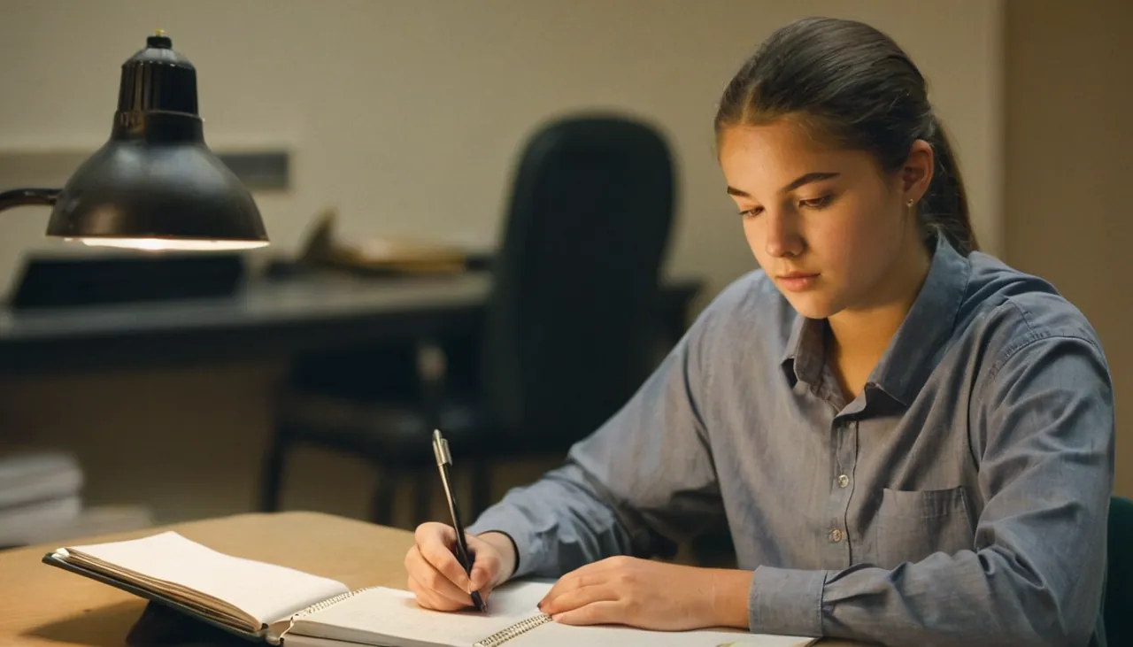 Hesap makinesiyle not ortalamasını hesaplayan lise öğrencisi
