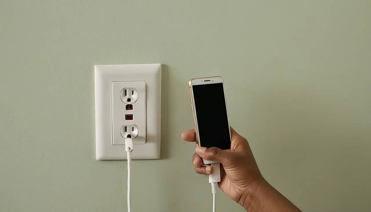 Prizden telefon şarj adaptörünü çeken el